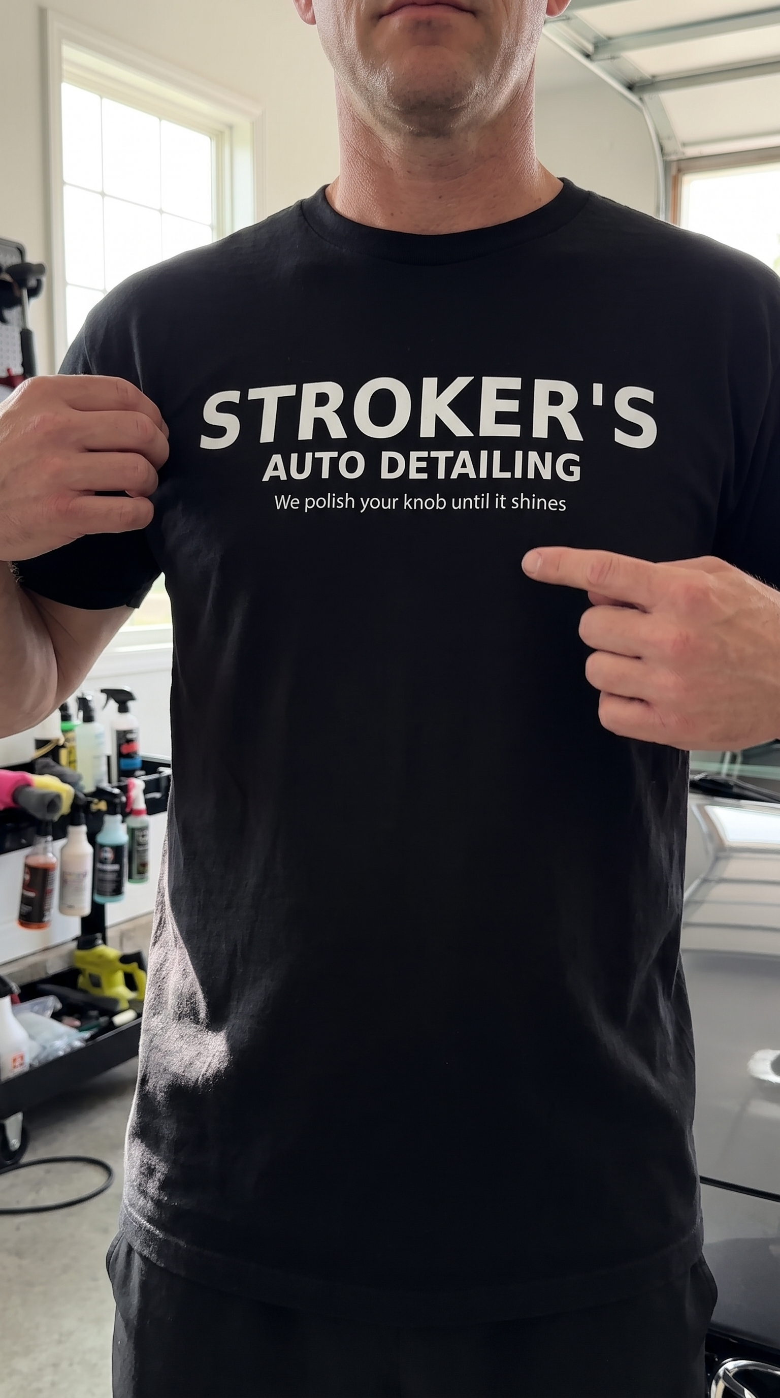 Stroker's Auto Detailing | We Polish Your Knob Until It Shines | Funny T-Shirt