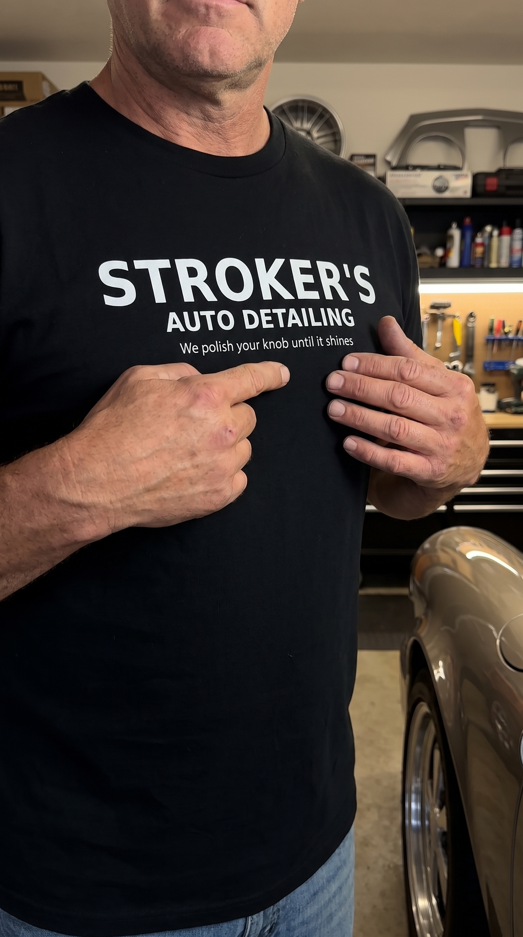 Stroker's Auto Detailing | We Polish Your Knob Until It Shines | Funny T-Shirt