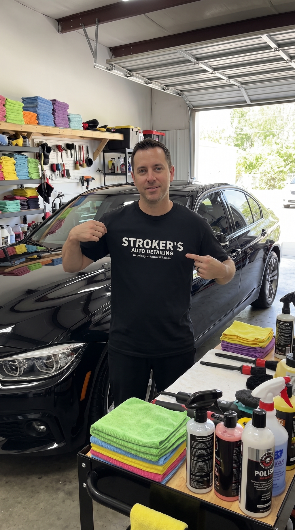 Stroker's Auto Detailing | We Polish Your Knob Until It Shines | Funny T-Shirt