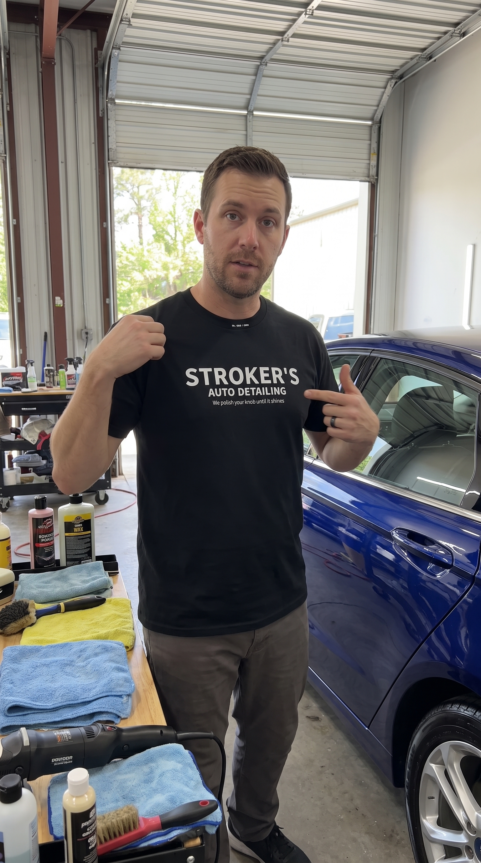 Stroker's Auto Detailing | We Polish Your Knob Until It Shines | Funny T-Shirt