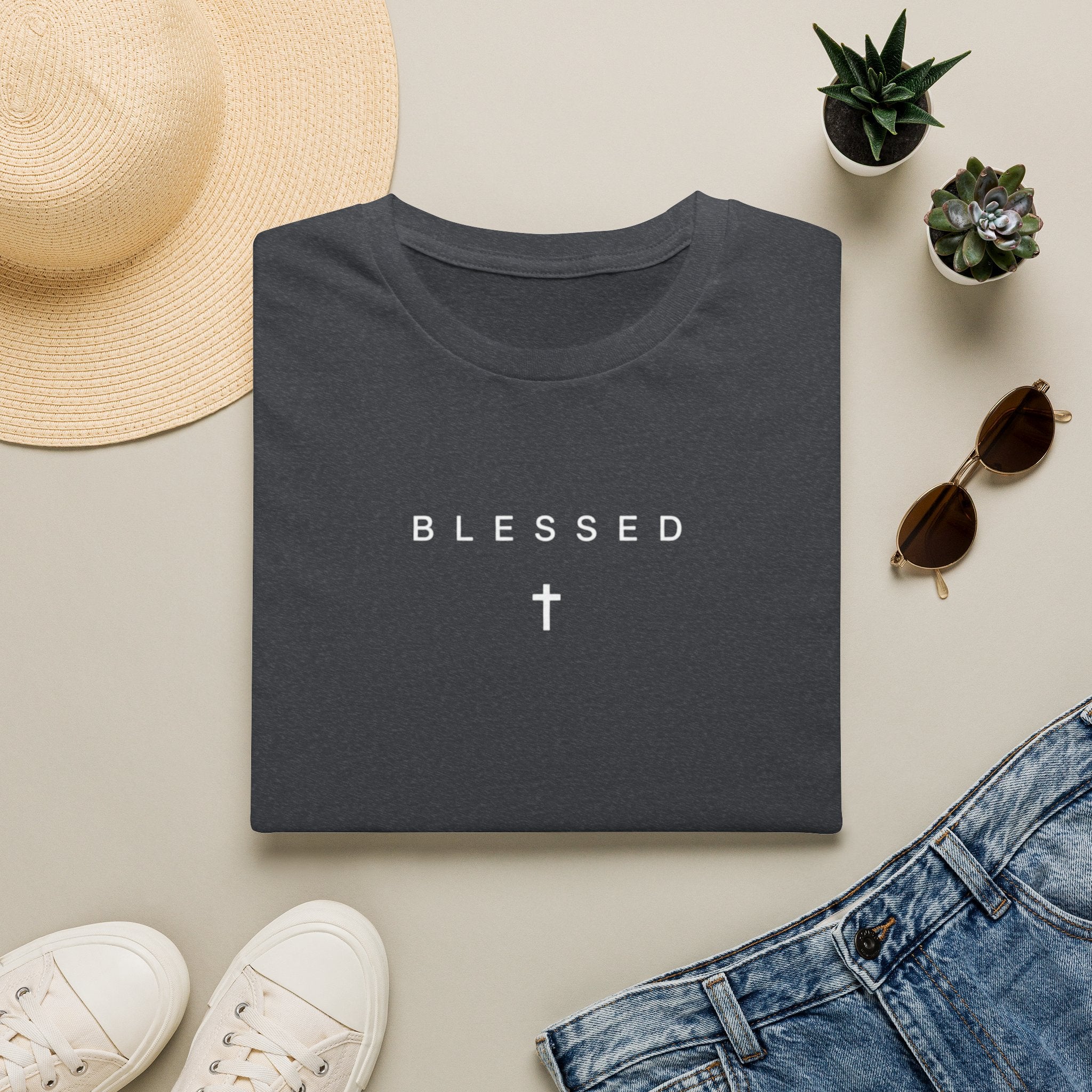 Blessed Cross T-Shirt — Minimal Christian Faith Tee