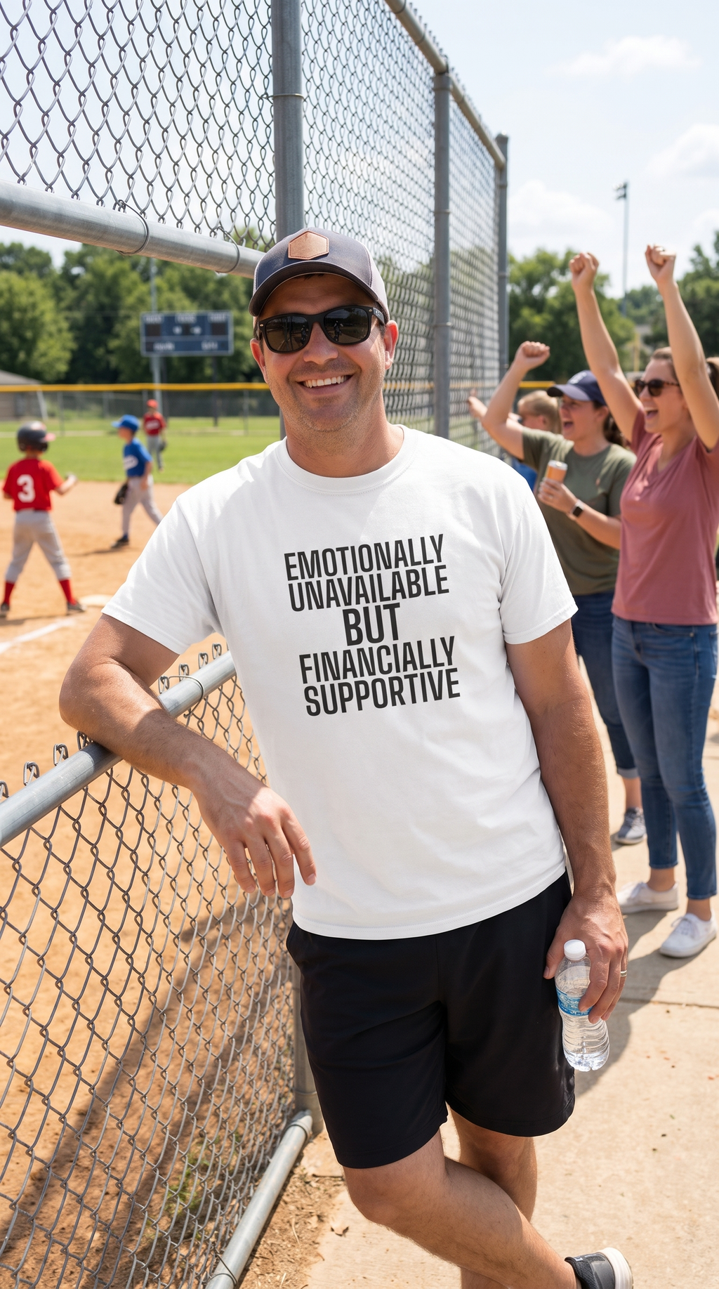Emotionally Unavailable But Financially Supportive | Dark Dad Humor Tee