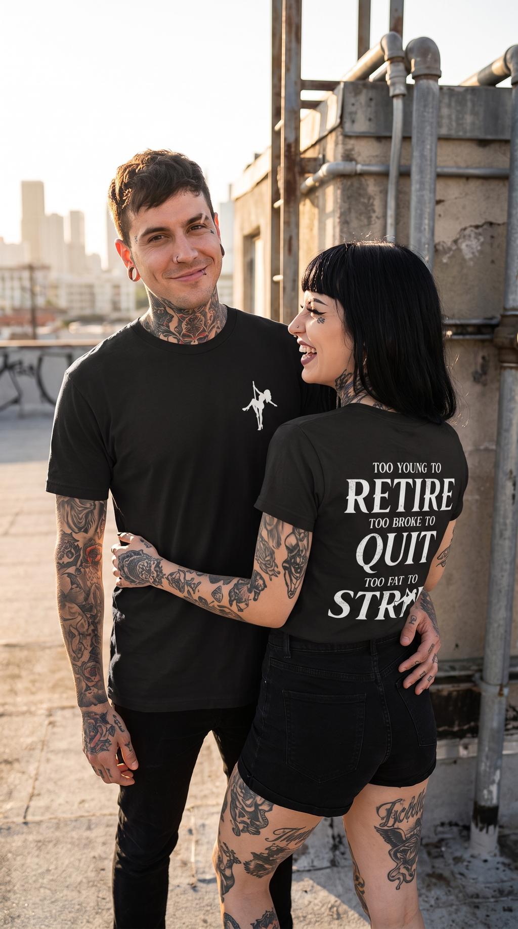 Too Young to Retire | Pole Dancer Silhouette | Funny Tee