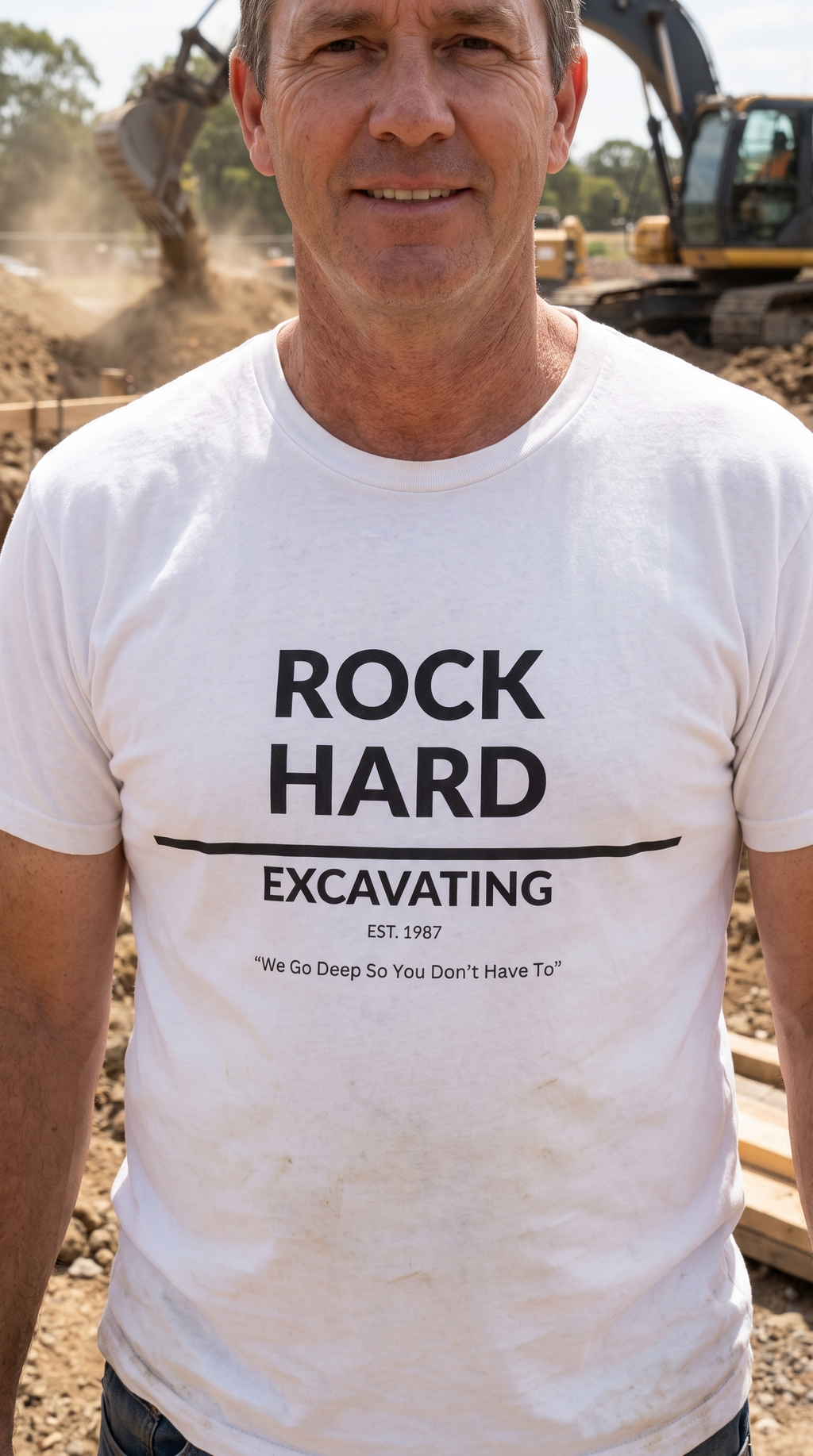 Rock Hard Excavating | Drilling Co. | Funny Adult Humor T-Shirt