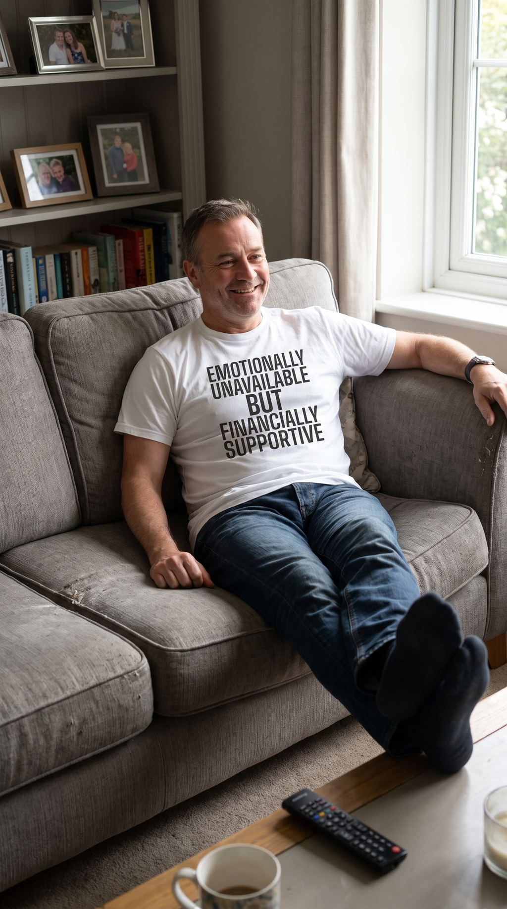 Emotionally Unavailable But Financially Supportive | Dark Dad Humor Tee