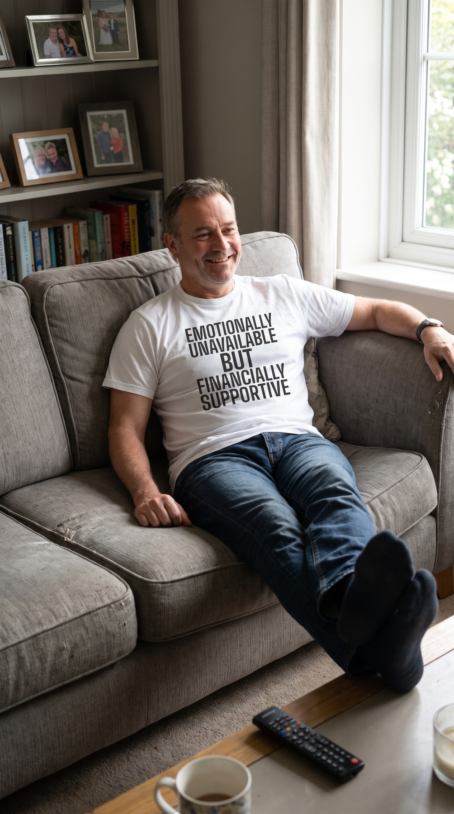 Emotionally Unavailable But Financially Supportive | Dark Dad Humor Tee
