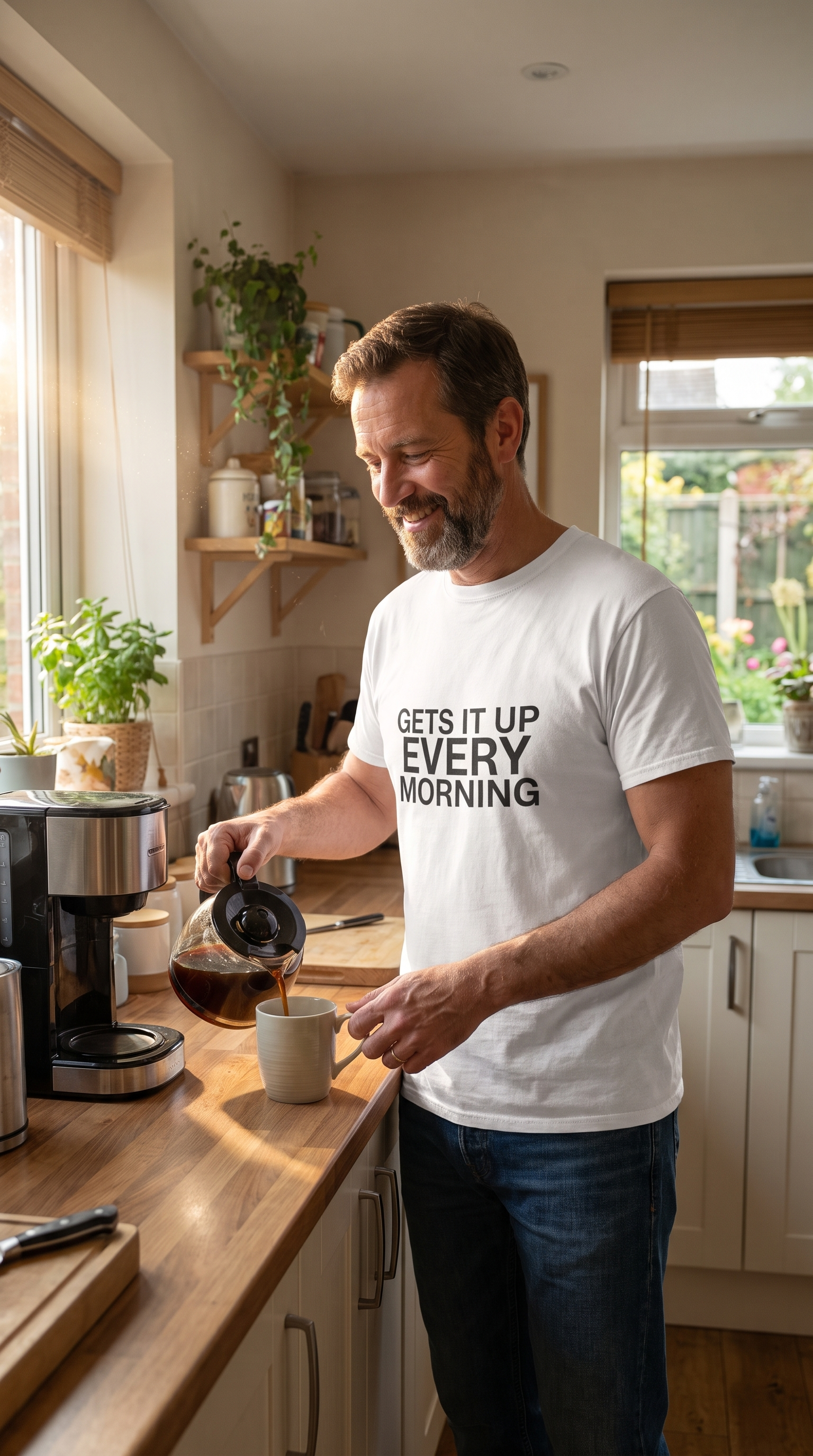 Gets It Up Every Morning | Funny Dad Tee