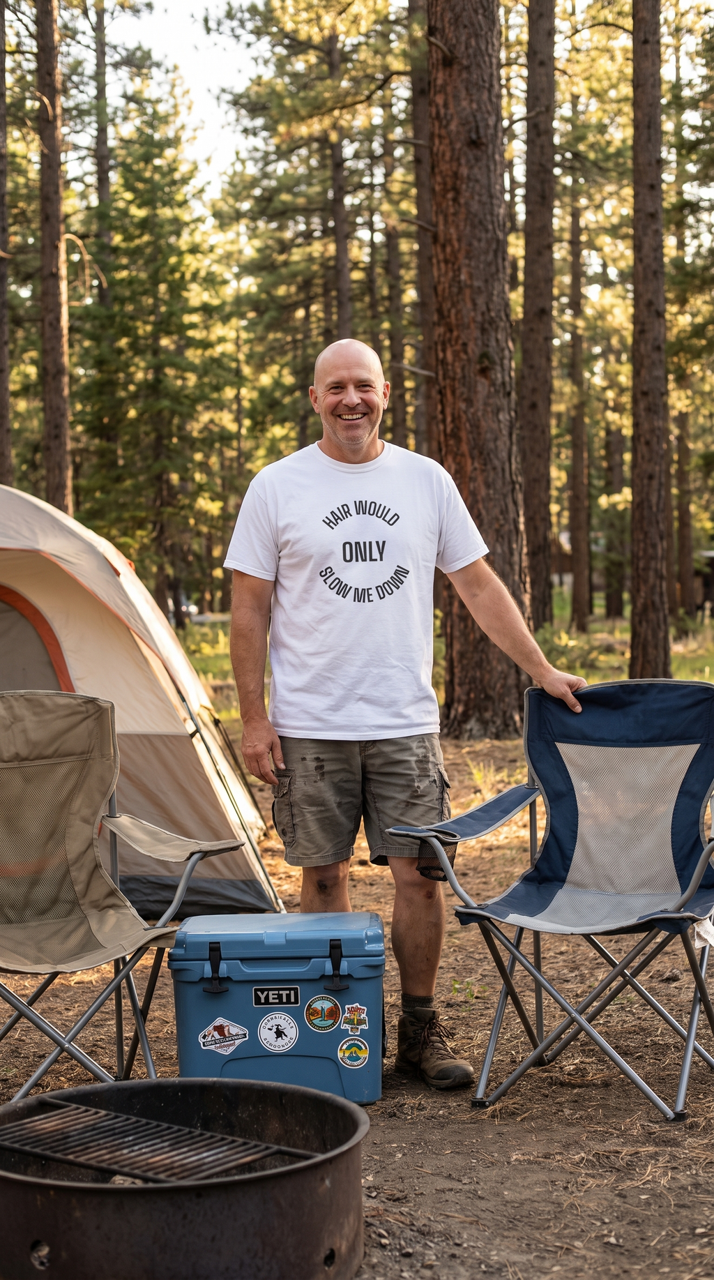 Hair Would Only Slow Me Down | Bald Humor Varsity Tee