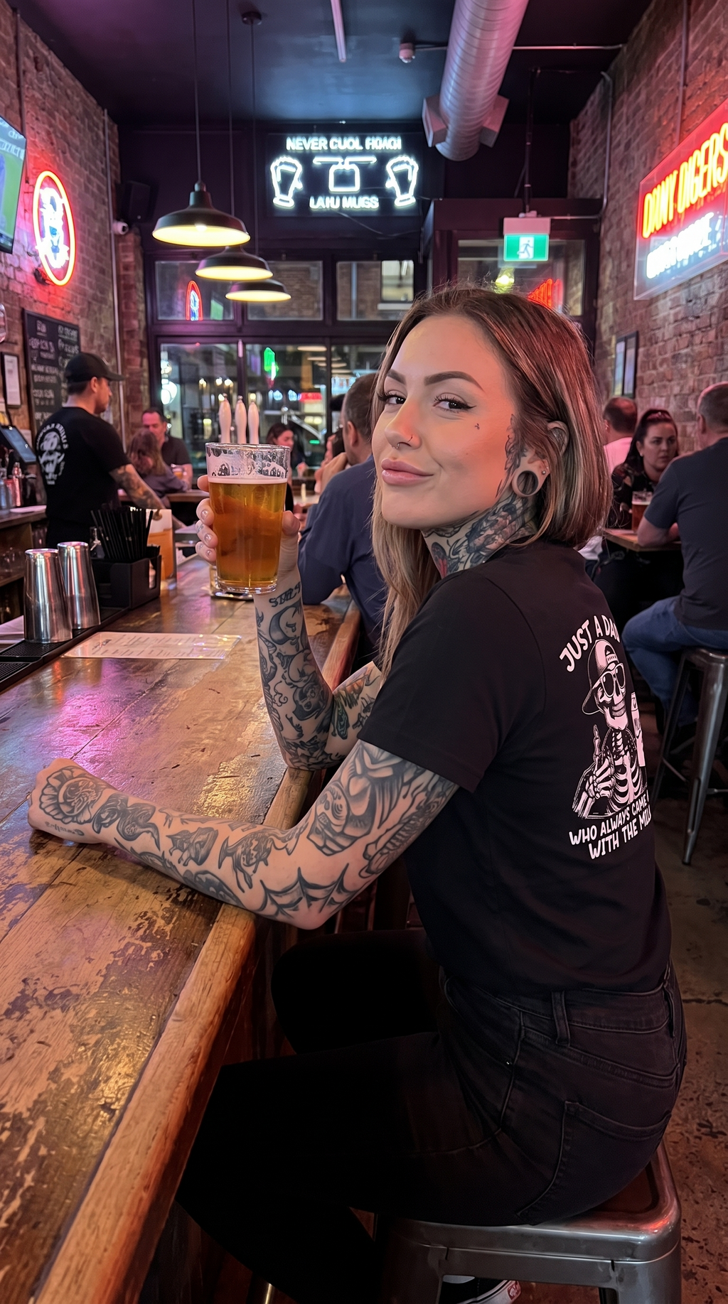 Just a Dad Who Came Back With Milk | Skeleton Rock Hand Tee