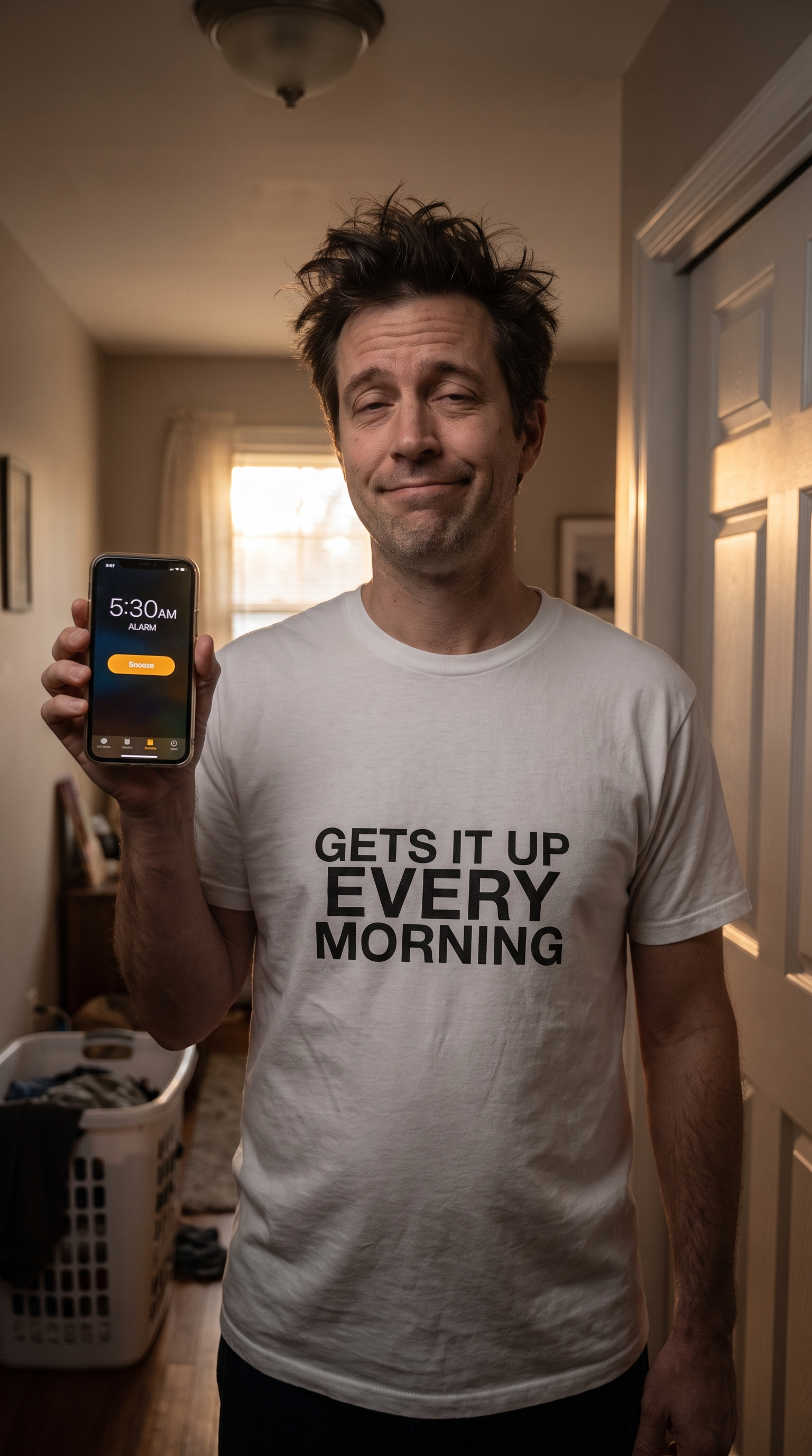 Gets It Up Every Morning | Funny Dad Tee