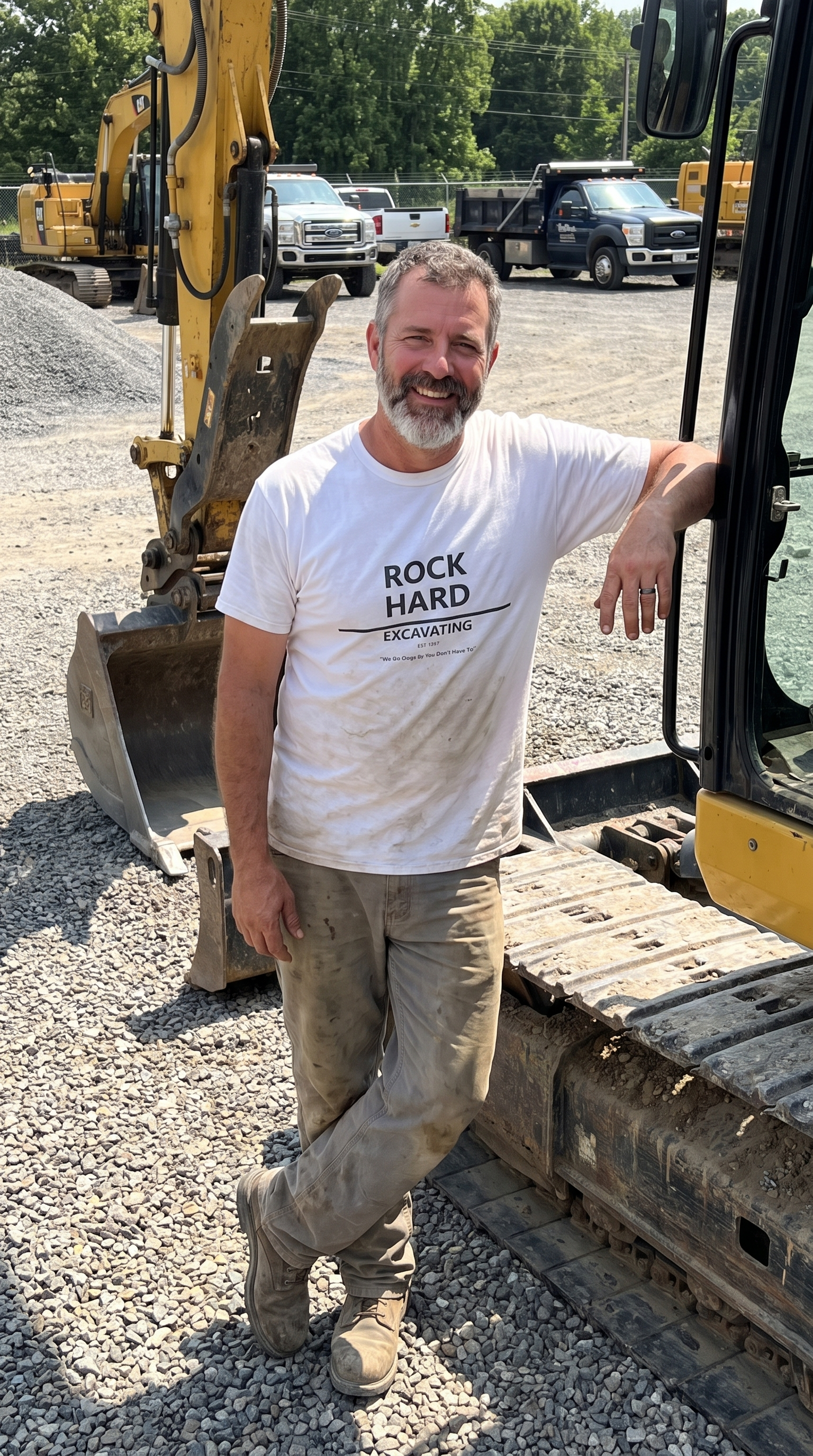 Rock Hard Excavating | Drilling Co. | Funny Adult Humor T-Shirt