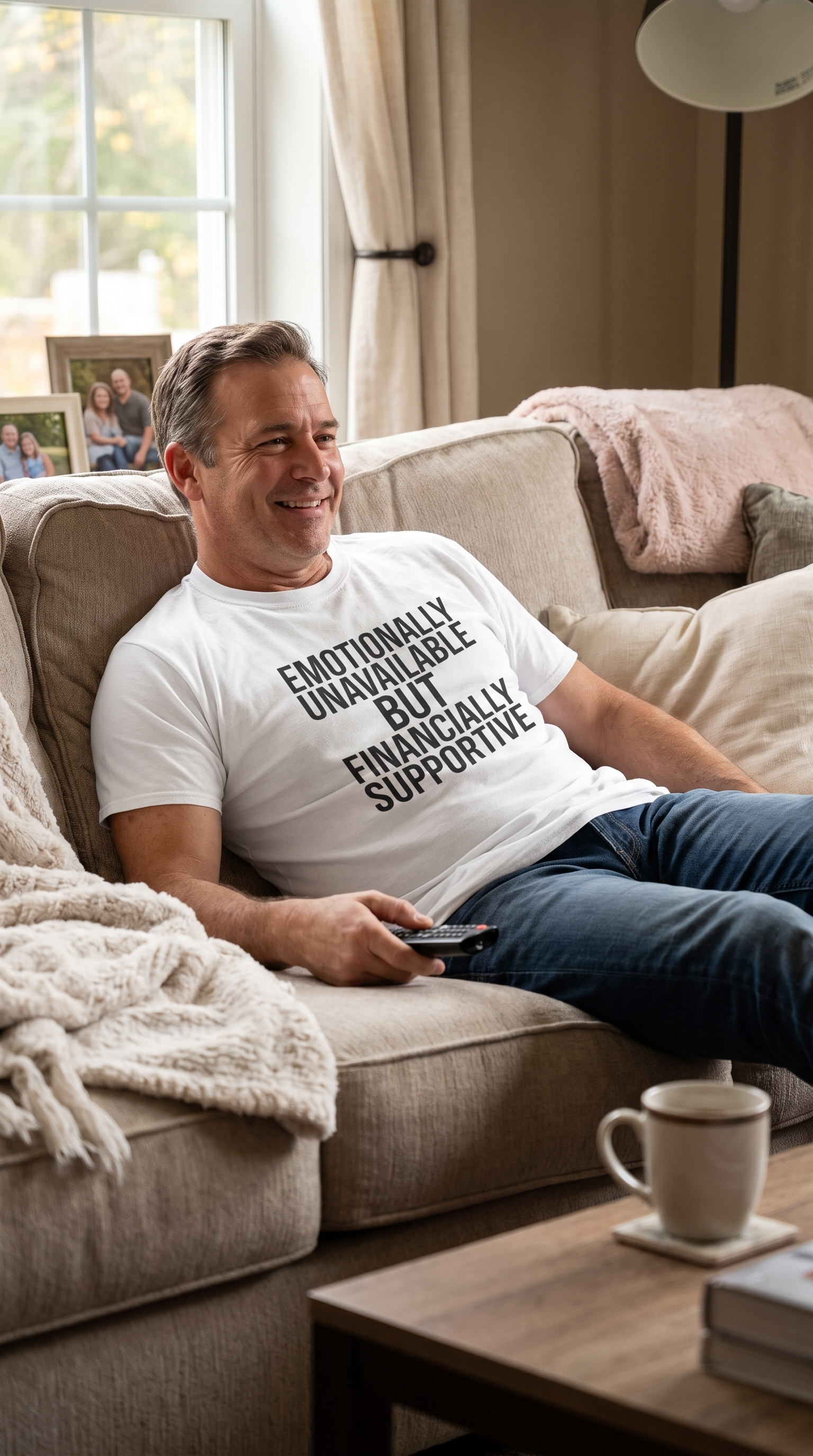 Emotionally Unavailable But Financially Supportive | Dark Dad Humor Tee