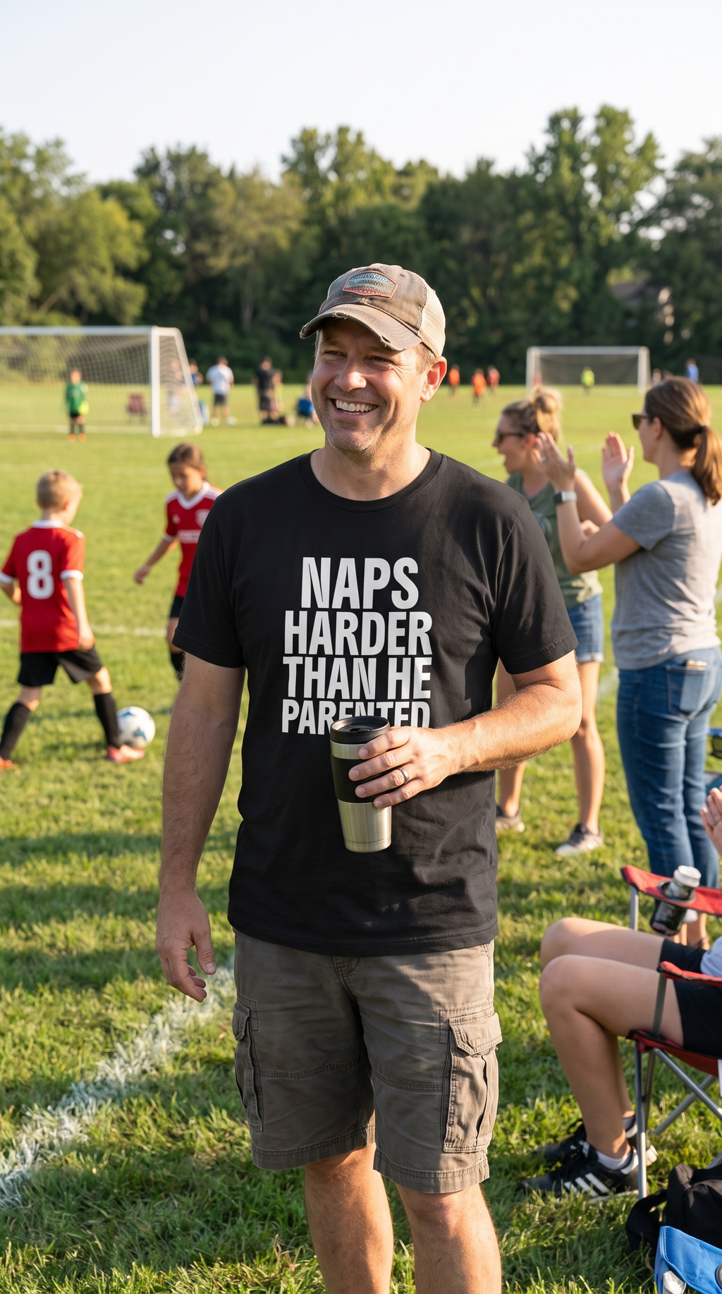 Naps Harder Than He Parented | Savage Dad Humor Tee
