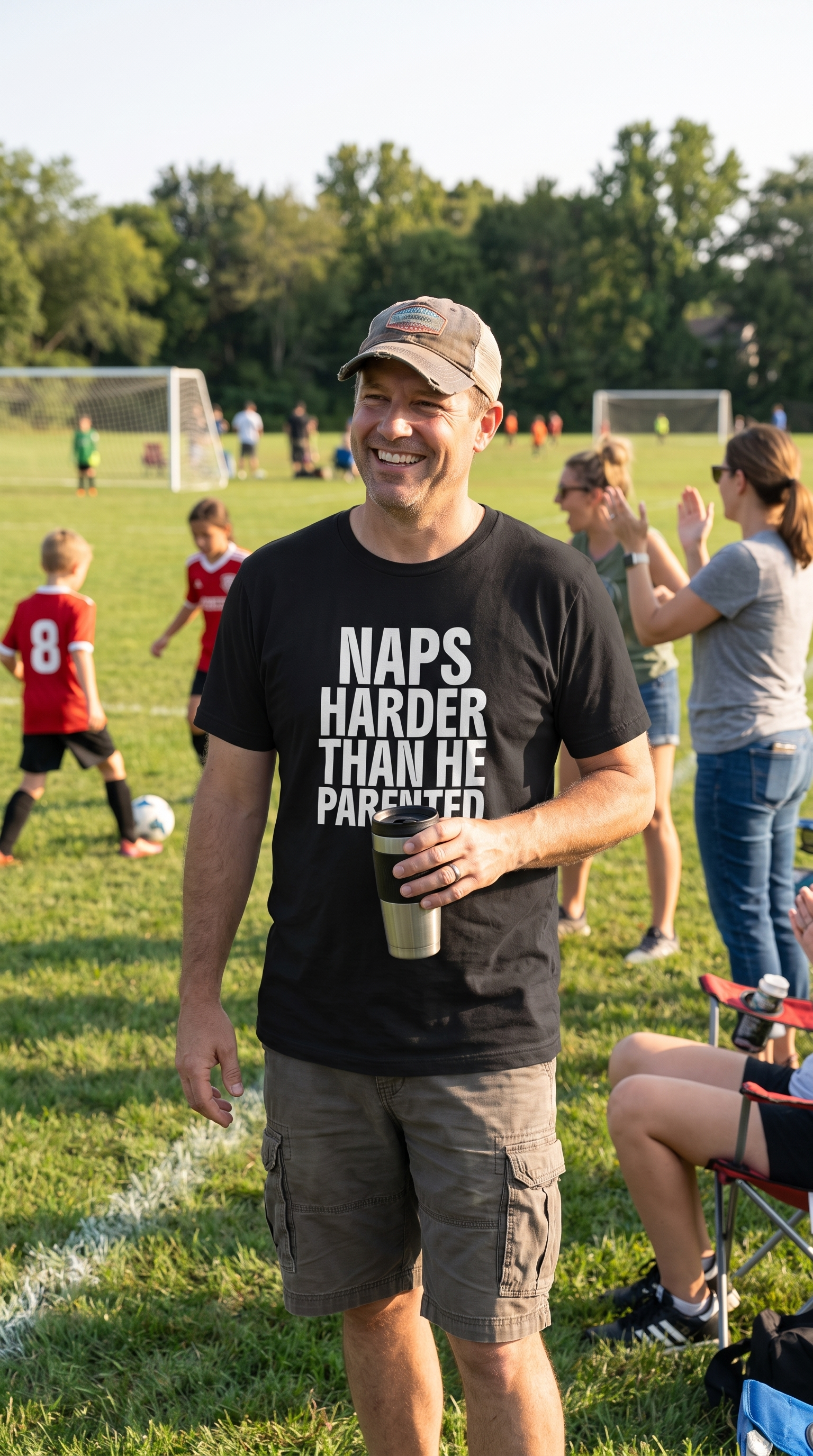 Naps Harder Than He Parented | Savage Dad Humor Tee
