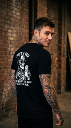 Just a Dad Who Came Back With Milk | Skeleton Rock Hand Tee