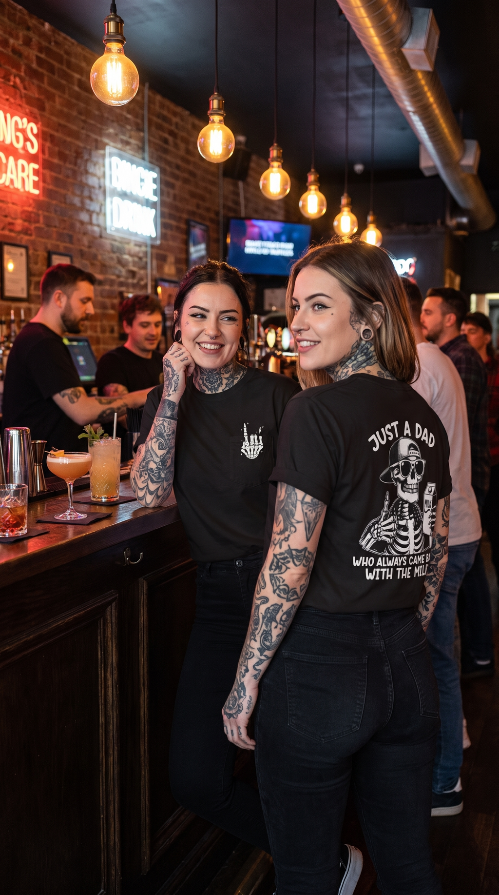 Just a Dad Who Came Back With Milk | Skeleton Rock Hand Tee