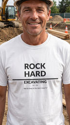 Rock Hard Excavating | Drilling Co. | Funny Adult Humor T-Shirt